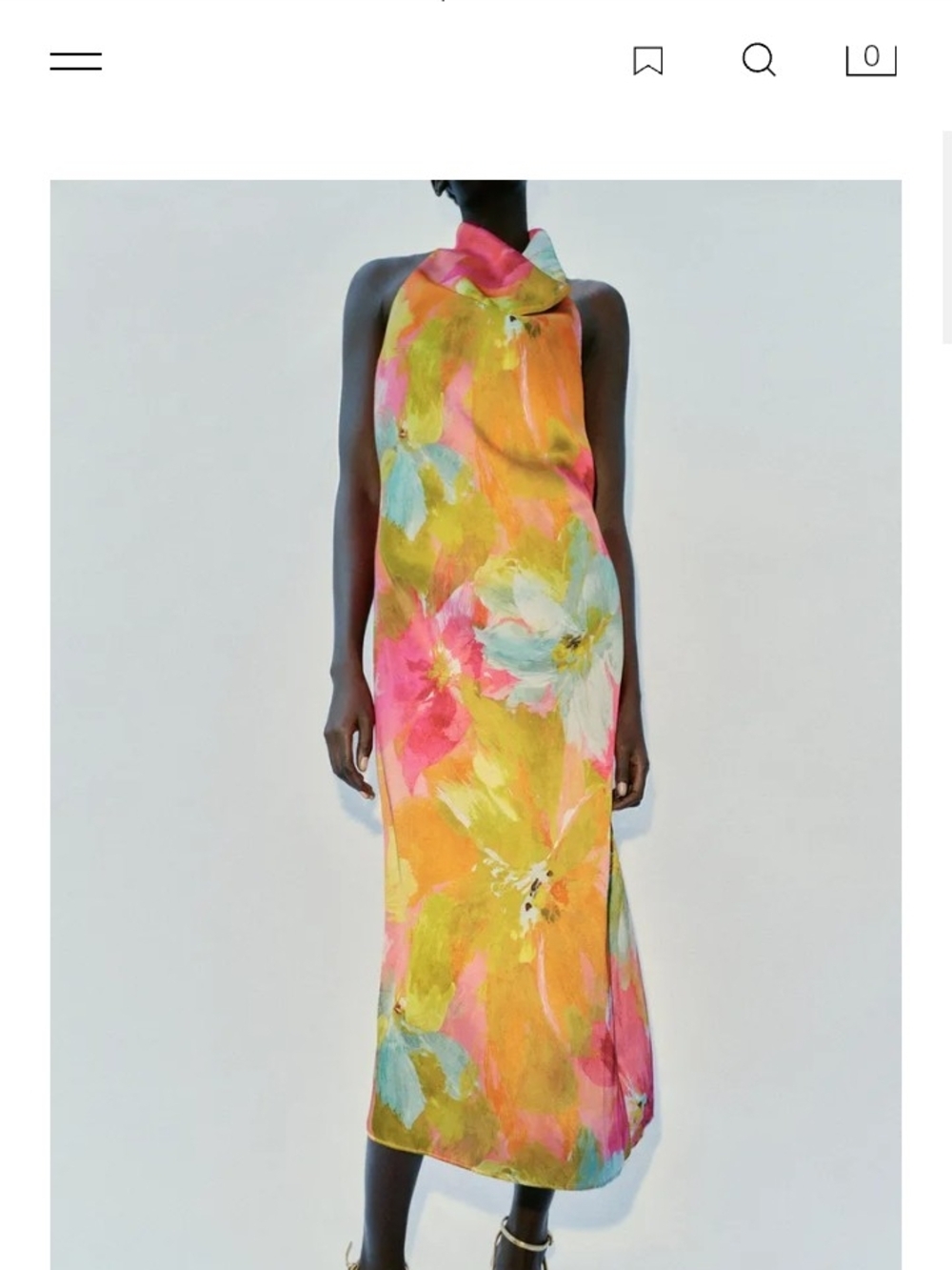 Zara Pink & Yellow Backless Halter Midi Dress - Picture 8 of 12